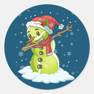 ダビング雪だるまテニスボールティークリスマスクリスマス ラウンドシール