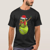 ダビング雪だるまテニスラバーサンタハットクリスマスP Tシャツ (正面)