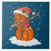ダビング雪だるまバスケットボールティークリスマスサン タイル (正面)