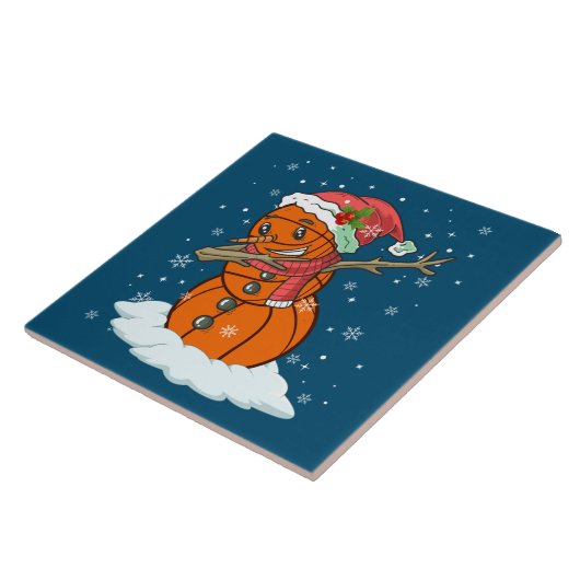 ダビング雪だるまバスケットボールティークリスマスサン タイル (側面)