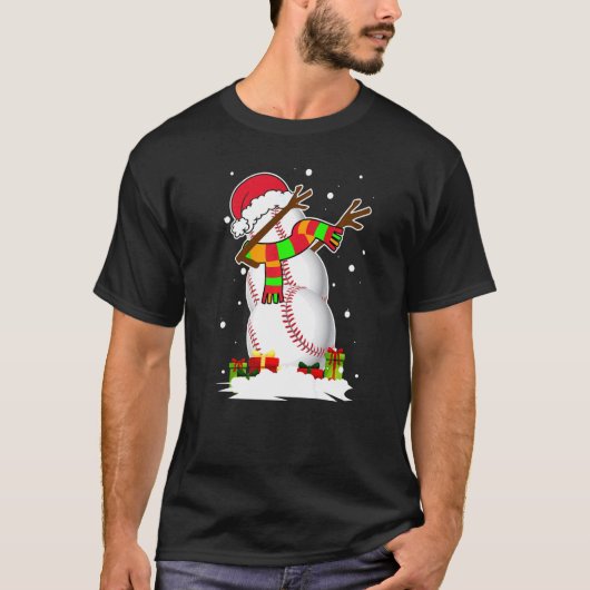 ダビング雪だるま野球ボールサンタクリスマスパヤ Tシャツ (正面)