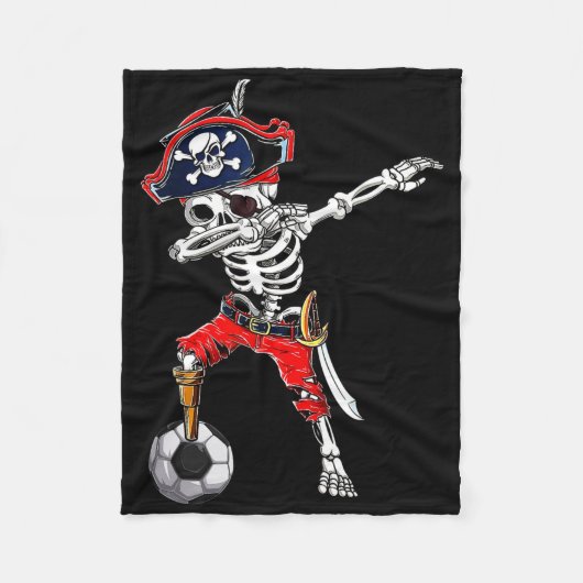 ダビング骨格海賊とサッカーLlハロウィンCo フリースブランケット (正面)