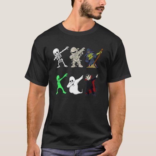 ダビング骸骨とモンスター ハロウィン ドラキュラ Bo Tシャツ (正面)
