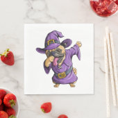 ダビング魔女パグキュートハロウィーンパグダブおもしろい スタンダードランチョンナプキン (インサイチュ)