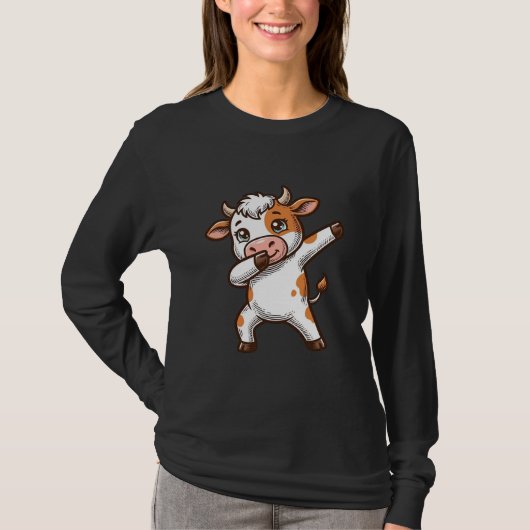 ダビング かわいい 牛 ビンテージ 彫刻 Tシャツ デザイン (正面)