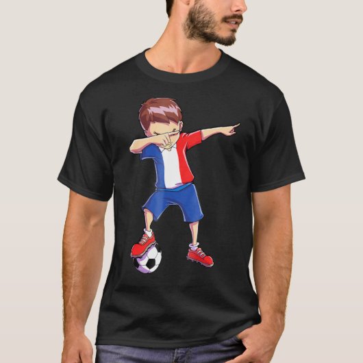 ダビング・サッカー・フランス・ボーイズ・メンズ・サッカーフランスの Tシャツ (正面)