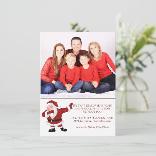 ダビング·サンタクロース·クおもしろいリスマス写真パーティー シーズンカード (スタンド正面)