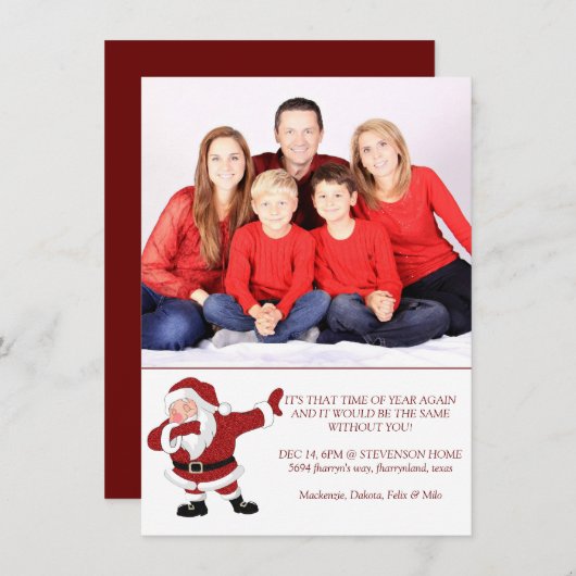 ダビング·サンタクロース·クおもしろいリスマス写真パーティー シーズンカード (正面/裏面)