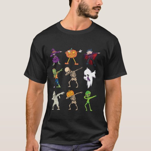 ダビング ハロウィン パンプキン スケルトン ゾンビ スケアリー ウィ Tシャツ (正面)