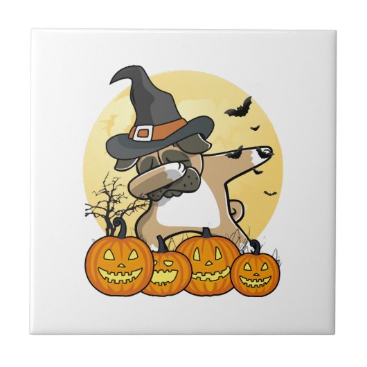 ダビング・パグ・ハロウィン タイル (正面)