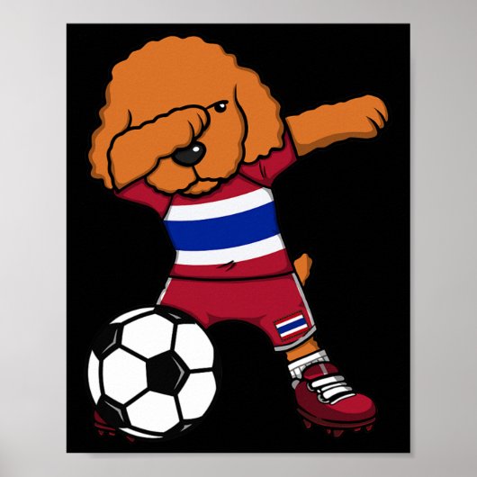 ダビング プードル 犬 タイ サッカー ファン ジャージ 足 ポスター (正面)