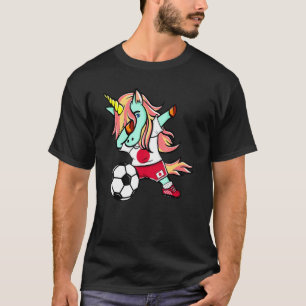 ダビング・ユニコーン日本サッカー日本の国旗Socc Tシャツ