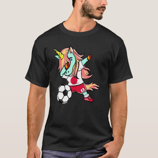ダビング・ユニコーン日本サッカー日本の国旗Socc Tシャツ (正面)