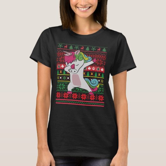 ダビング・ユニコーン醜いクリスマス Tシャツ (正面)