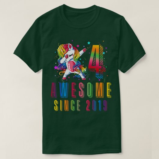 ダビング・ユニコーン2019年以素晴らし来4歳の誕生日 Tシャツ (デザイン正面)