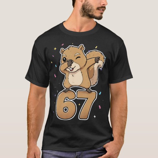 ダビング 67 リス 67 面白いシックスセブン Z世代 Tシャツ (正面)