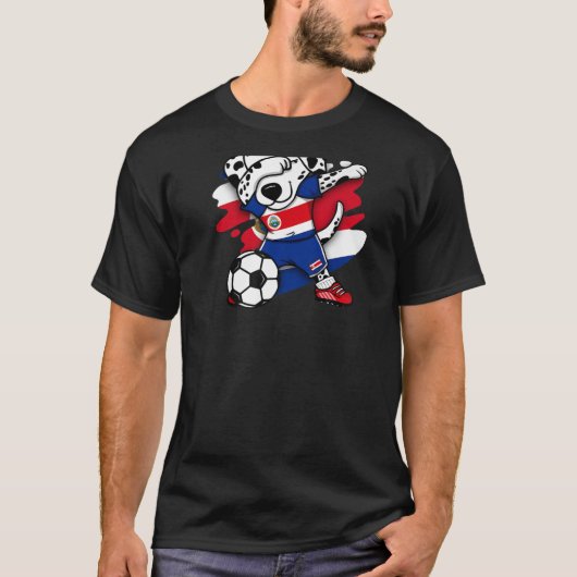 ダビングDalmatian犬コスタリカのサッカーファンのジャージ Tシャツ (正面)