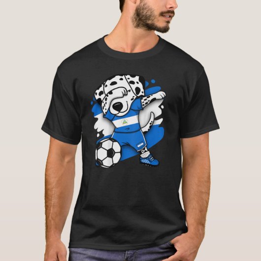 ダビングDalmatian犬ニカラグアのサッカーファンジャージー Tシャツ (正面)