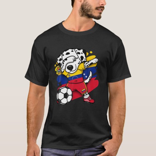 ダビングDalmatian犬ベネズエラのサッカーファンジャージー Tシャツ (正面)