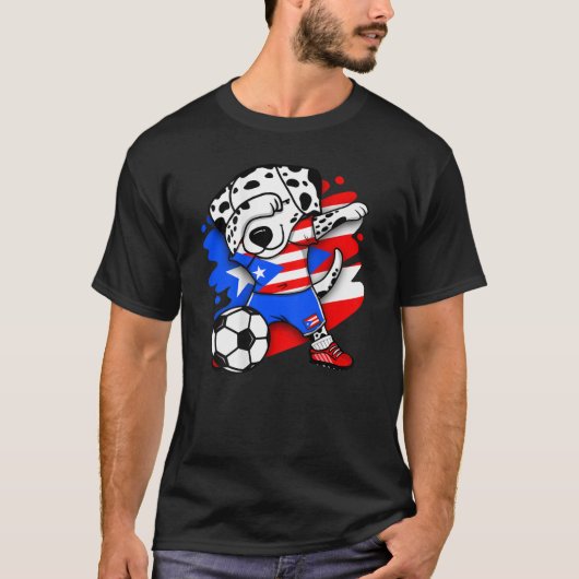 ダビングDalmatian Puerto RicoサッカーファンJersey F Tシャツ (正面)