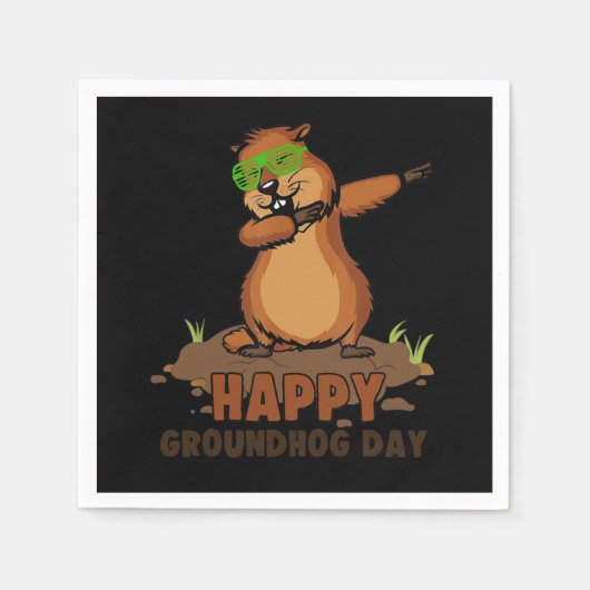 ダビングGroundhog愛好家ハッピーグラウンドホッグの日T市 スタンダードカクテルナプキン (正面)