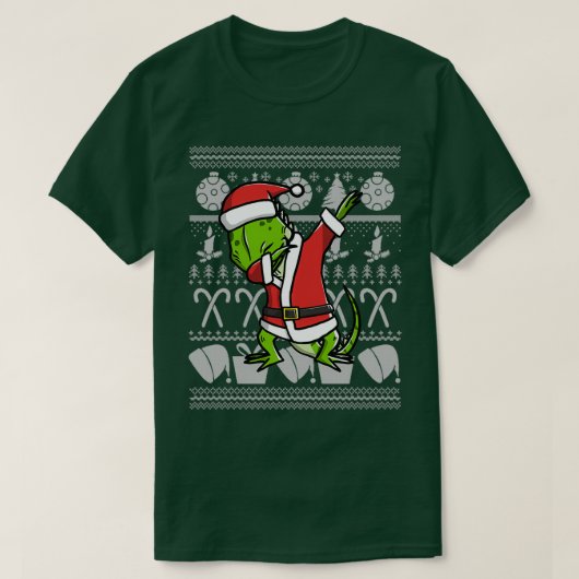 ダビングIguana醜いクリスマスセーターのグラフィック Tシャツ (デザイン正面)