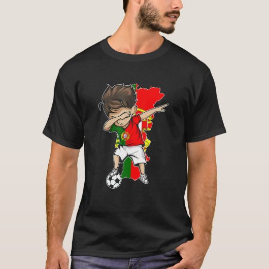 ダビングSoccer Boy Portugal Jersey – ポルトガルの地図 Tシャツ (正面)