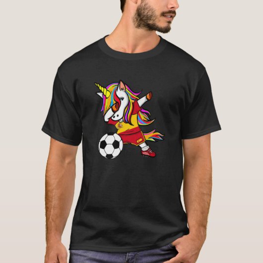 ダビングUnicornスペインのサッカーファンスペインのジャージーF Tシャツ (正面)