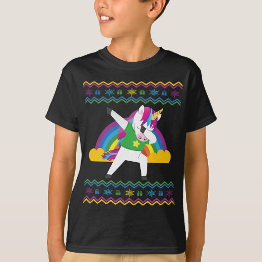 ダビングUnicorn醜いクリスマスセーター Tシャツ (正面)