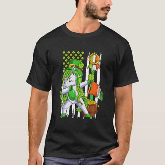 ダビングUnicorn Leprechaun St Patrick's Day Irish Tシャツ (正面)