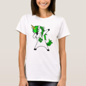 ダビングUnicorn St. Patrick's Day Green Shamrock Tシャツ (正面)
