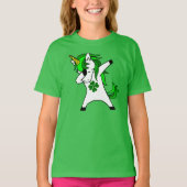 ダビングUnicorn St. Patrick's Day Green Shamrock Tシャツ (正面)