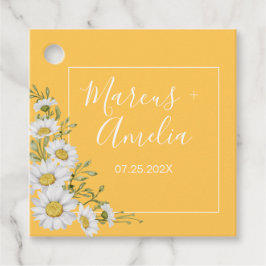 ダフかわいらしォディルイエロー&ホワイトデイジーズ結婚 フェイバータグ