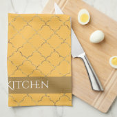 ダフかわいらしオディル金ゴールドクローバーパーソナライズされた キッチンタオル (四つ折り)