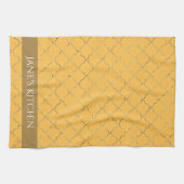 ダフかわいらしオディル金ゴールドクローバーパーソナライズされた キッチンタオル (横)