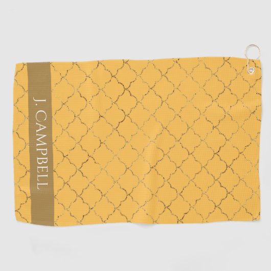 ダフかわいらしオディル金ゴールドクローバーパーソナライズされた ゴルフタオル (横)