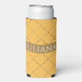 ダフかわいらしオディル金ゴールドクローバーパーソナライズされた スリム缶クーラー (Seltzer正面)