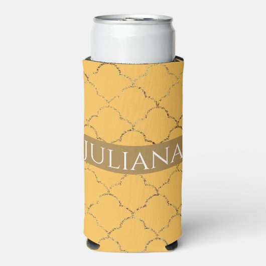 ダフかわいらしオディル金ゴールドクローバーパーソナライズされた スリム缶クーラー (Seltzer正面)