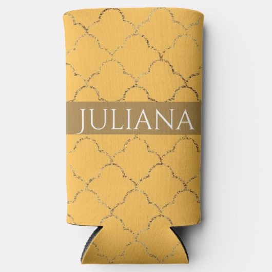 ダフかわいらしオディル金ゴールドクローバーパーソナライズされた スリム缶クーラー (正面)