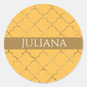 ダフかわいらしオディル金ゴールドクローバーパーソナライズされた ラウンドシール (正面)