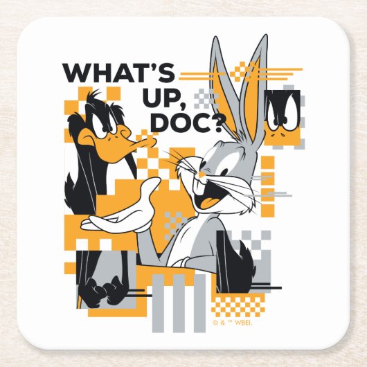 ダフィーDUCK™ & BUGSバニー™グリッチ スクエアペーパーコースター (正面)