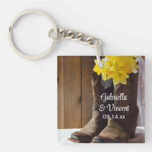 ダフォジルとカウボーイブーツCountry Western 結婚's キーホルダー