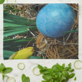 ダフォジルとブルーイースター卵 キッチンタオル (折り畳み)