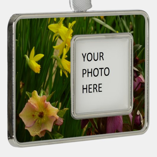 ダフォジルとレンテンバラカラフルフローラ シルバープレートフレームオーナメント (右)