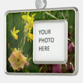 ダフォジルとレンテンバラカラフルフローラ シルバープレートフレームオーナメント (左)