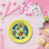 ダフォジルイエローホワイトブルー春復活祭イベント ペーパープレート (パーティー)