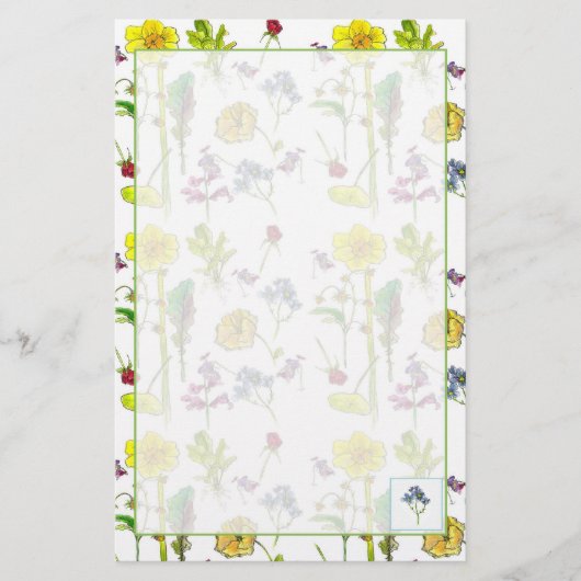 ダフォジルパンシースプラントスケッチ植物学 便箋 (正面)