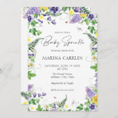 ダフォジルワイルドフラワーズフローラベビー散布 招待状 (正面/裏面)