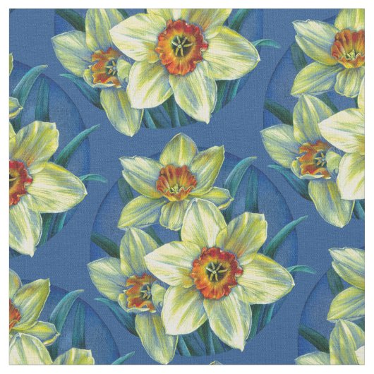 ダフォジル春植物芸術水彩織物 ファブリック (クローズアップ)