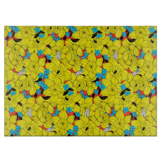 ダフォジル春花柄 カッティングボード (正面)